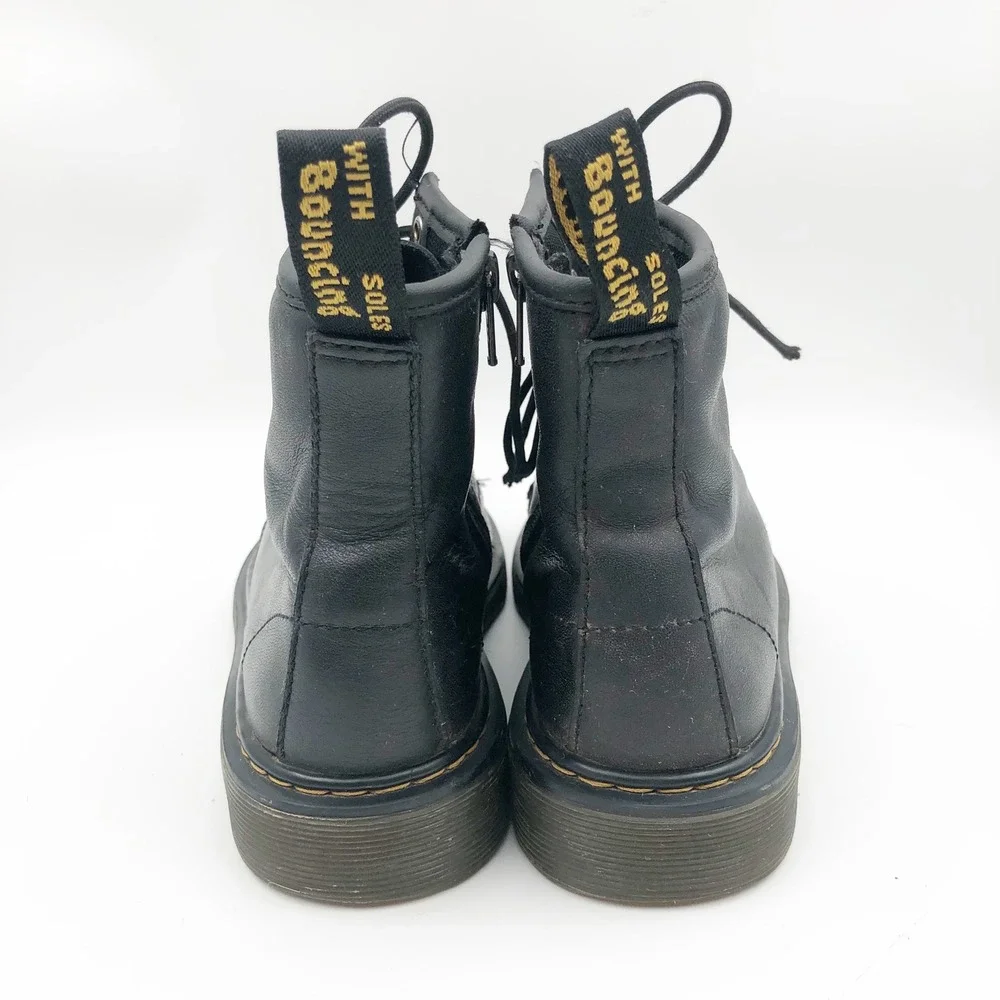 Dr. Martens Shoes Youth 3 1460 J Black Leather Lace Up Side Zip Combat Boots